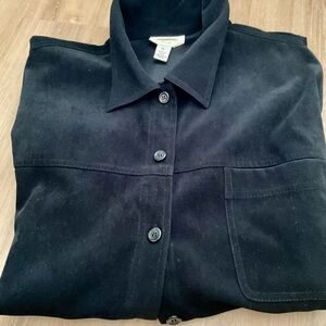 Talbots Black Faux Suede Bigshirt